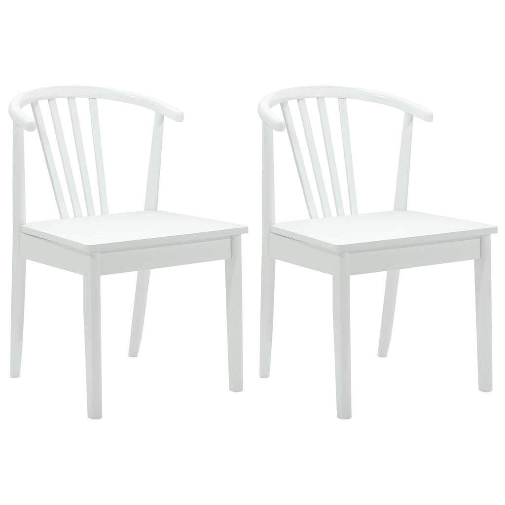 Dining Chair 2 pcs White Solid Rubberwood