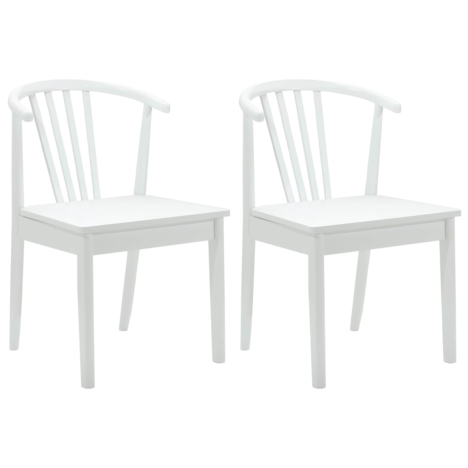 Dining Chair 2 pcs White Solid Rubberwood