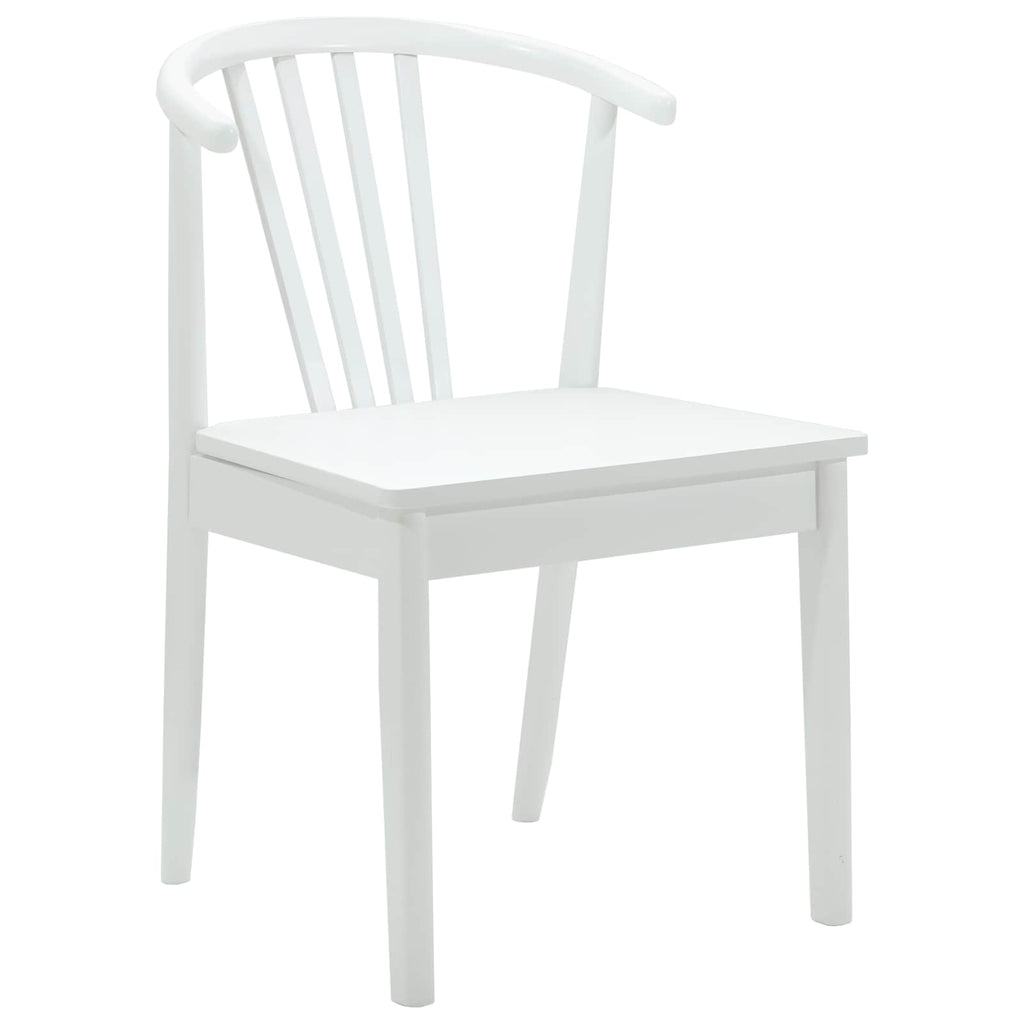 Dining Chair 2 pcs White Solid Rubberwood