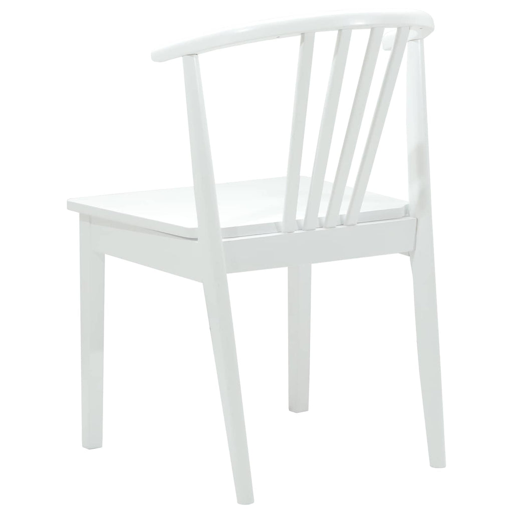 Dining Chair 2 pcs White Solid Rubberwood