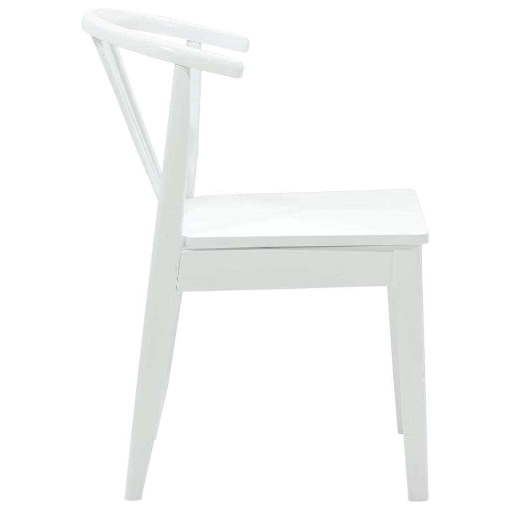 Dining Chair 2 pcs White Solid Rubberwood