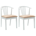 Dining Chair 2 pcs White and Brown Solid Rubberwood