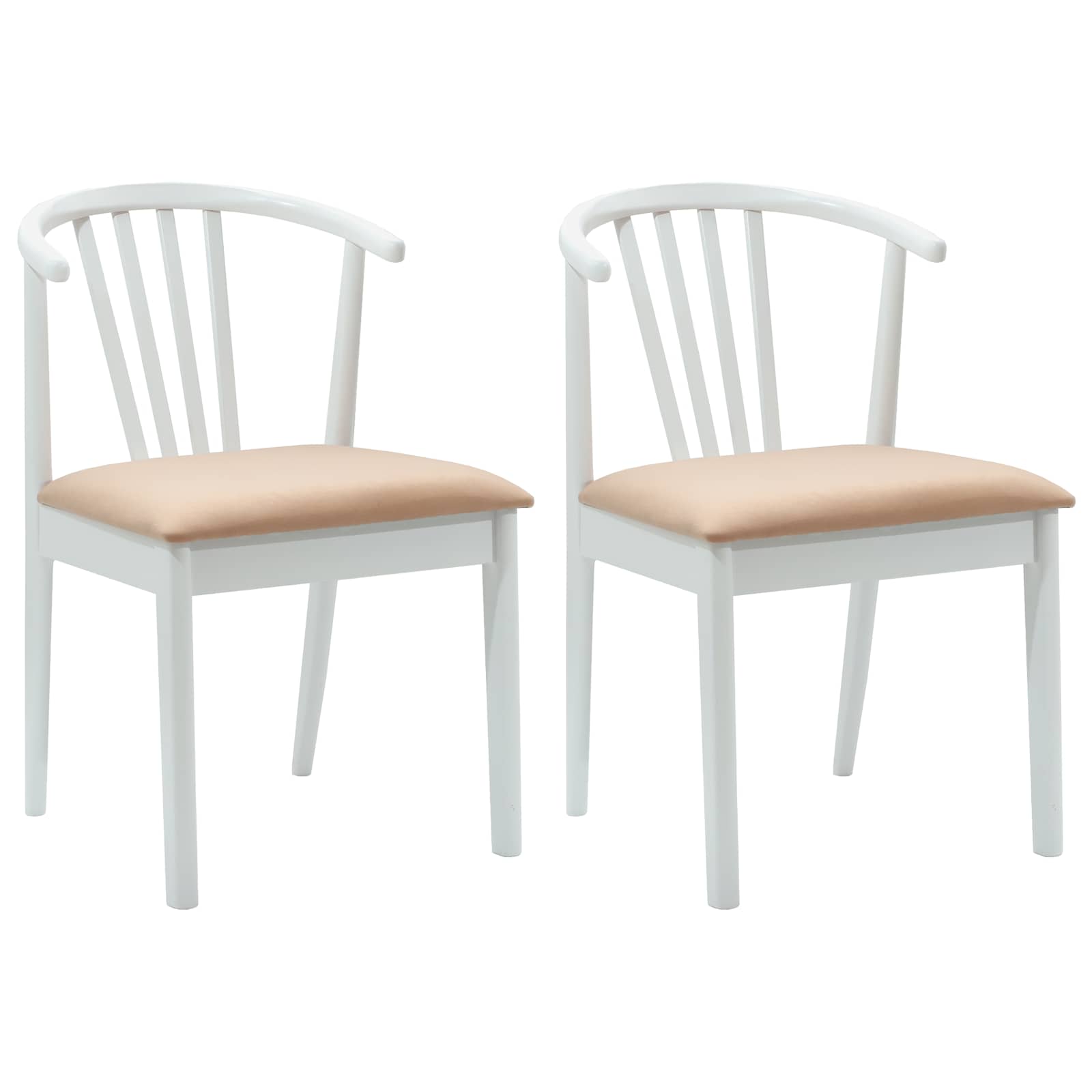 Dining Chair 2 pcs White and Brown Solid Rubberwood