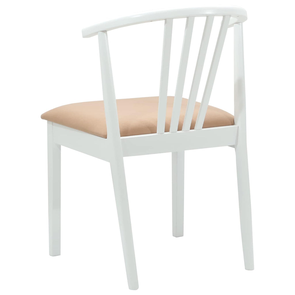 Dining Chair 2 pcs White and Brown Solid Rubberwood