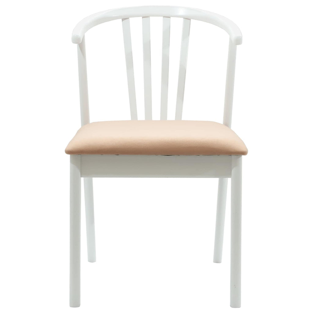 Dining Chair 2 pcs White and Brown Solid Rubberwood