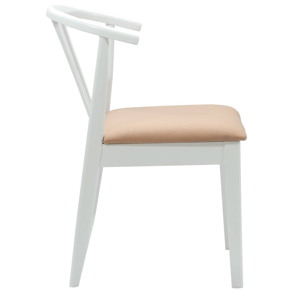 Dining Chair 2 pcs White and Brown Solid Rubberwood