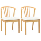 Dining Chair 2 pcs Natural and White Solid Rubberwood