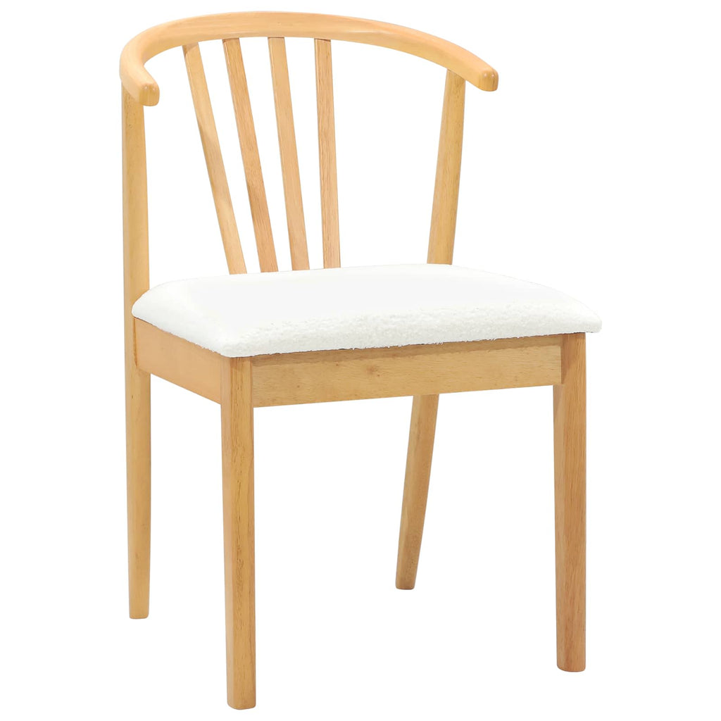 Dining Chair 2 pcs Natural and White Solid Rubberwood