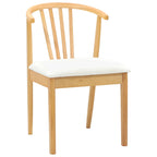 Dining Chair 2 pcs Natural and White Solid Rubberwood