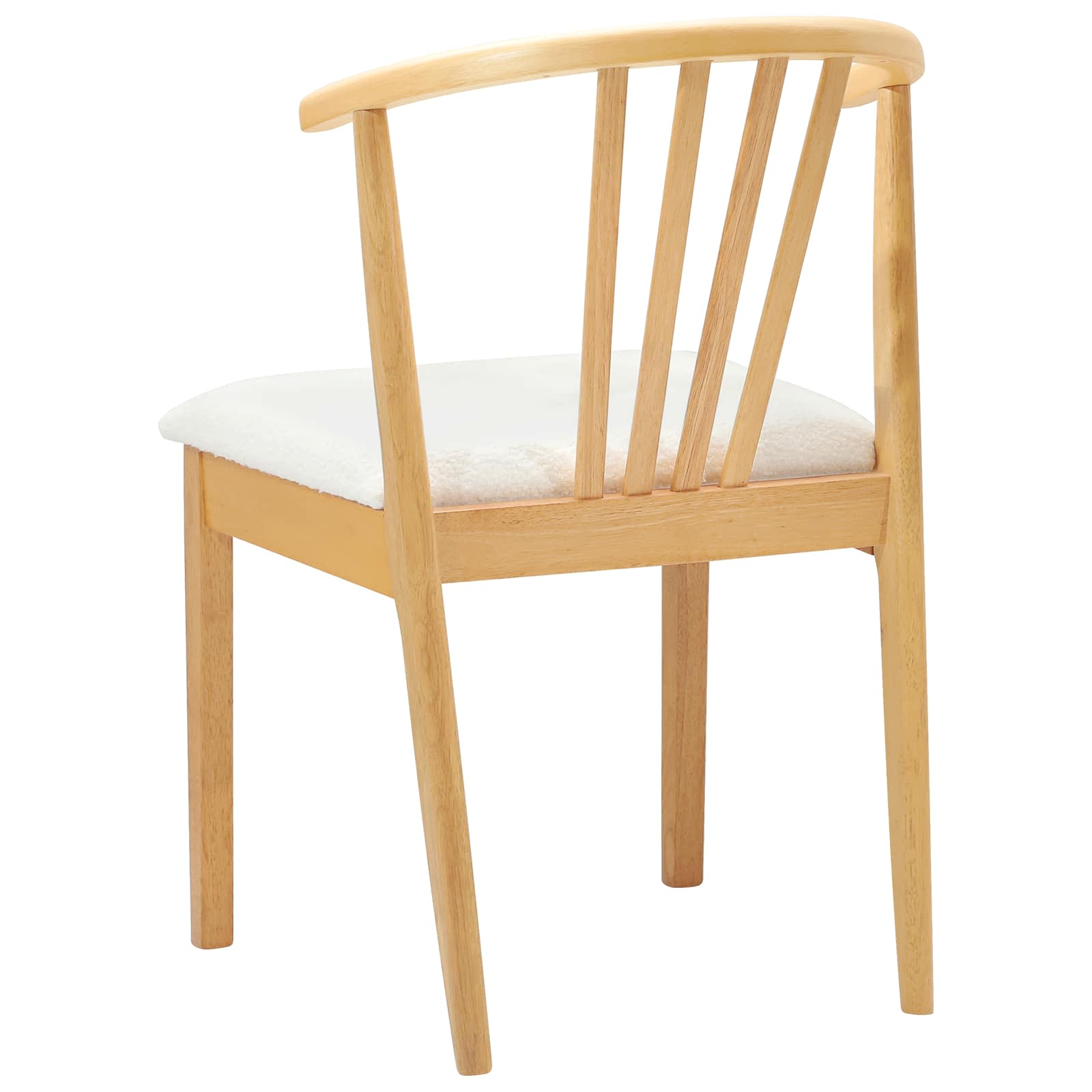 Dining Chair 2 pcs Natural and White Solid Rubberwood