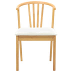Dining Chair 2 pcs Natural and White Solid Rubberwood