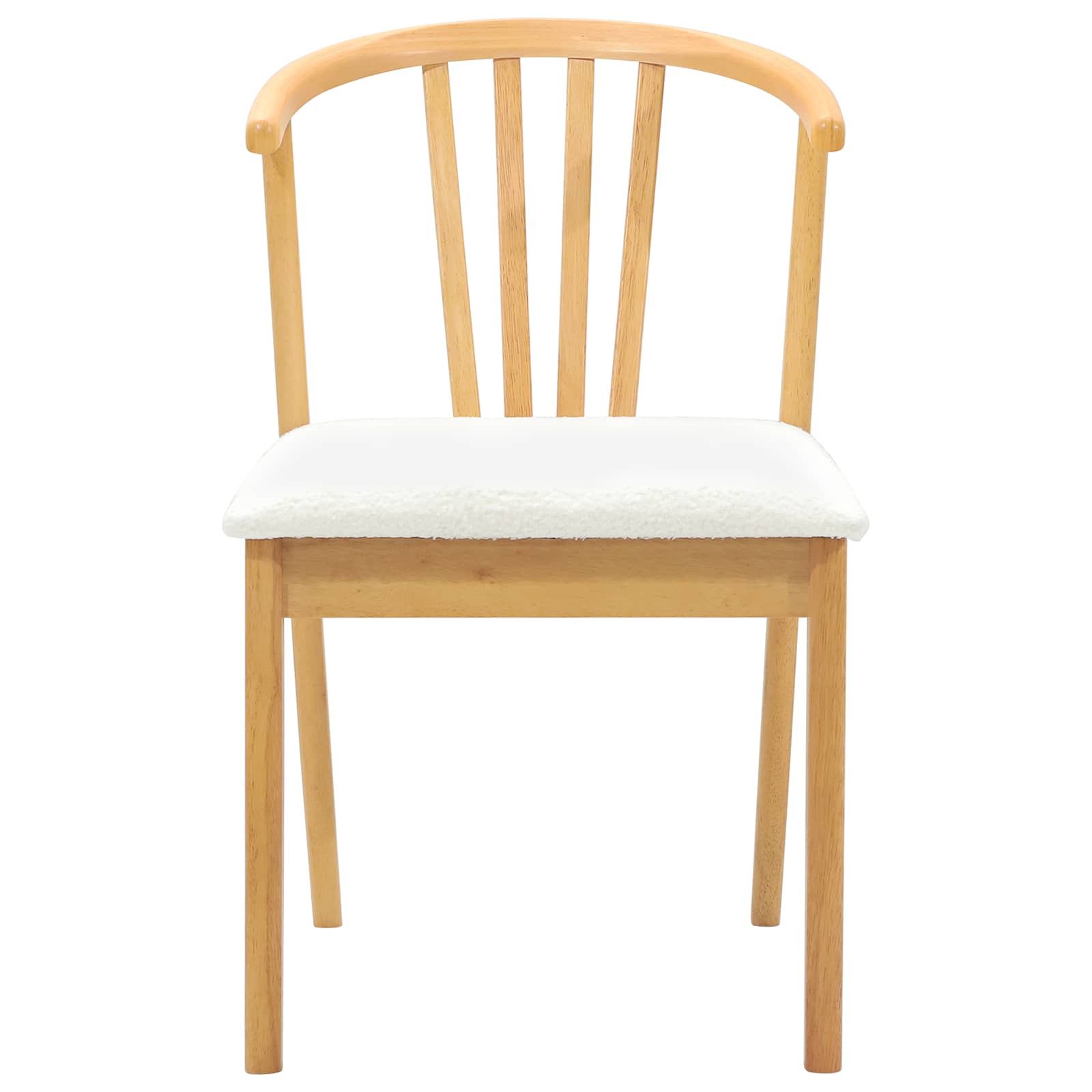 Dining Chair 2 pcs Natural and White Solid Rubberwood