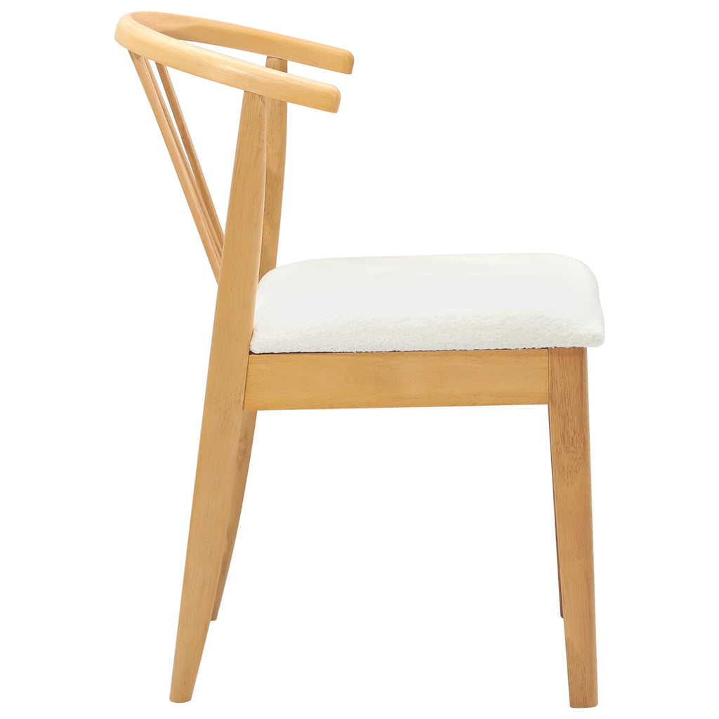 Dining Chair 2 pcs Natural and White Solid Rubberwood