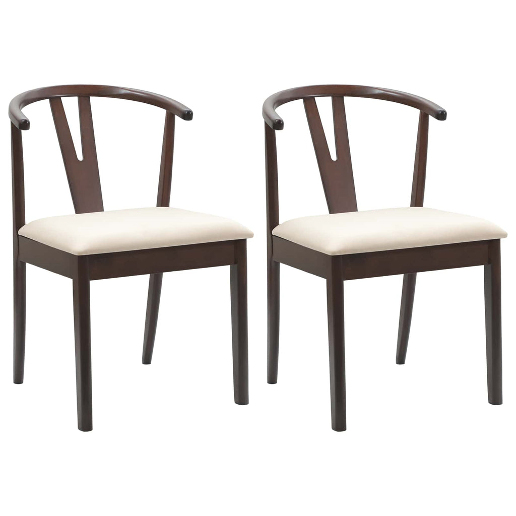 Dining Chair 2 pcs Light Brown and Light Solid Rubber Wood