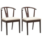 Dining Chair 2 pcs Light Brown and Light Solid Rubber Wood