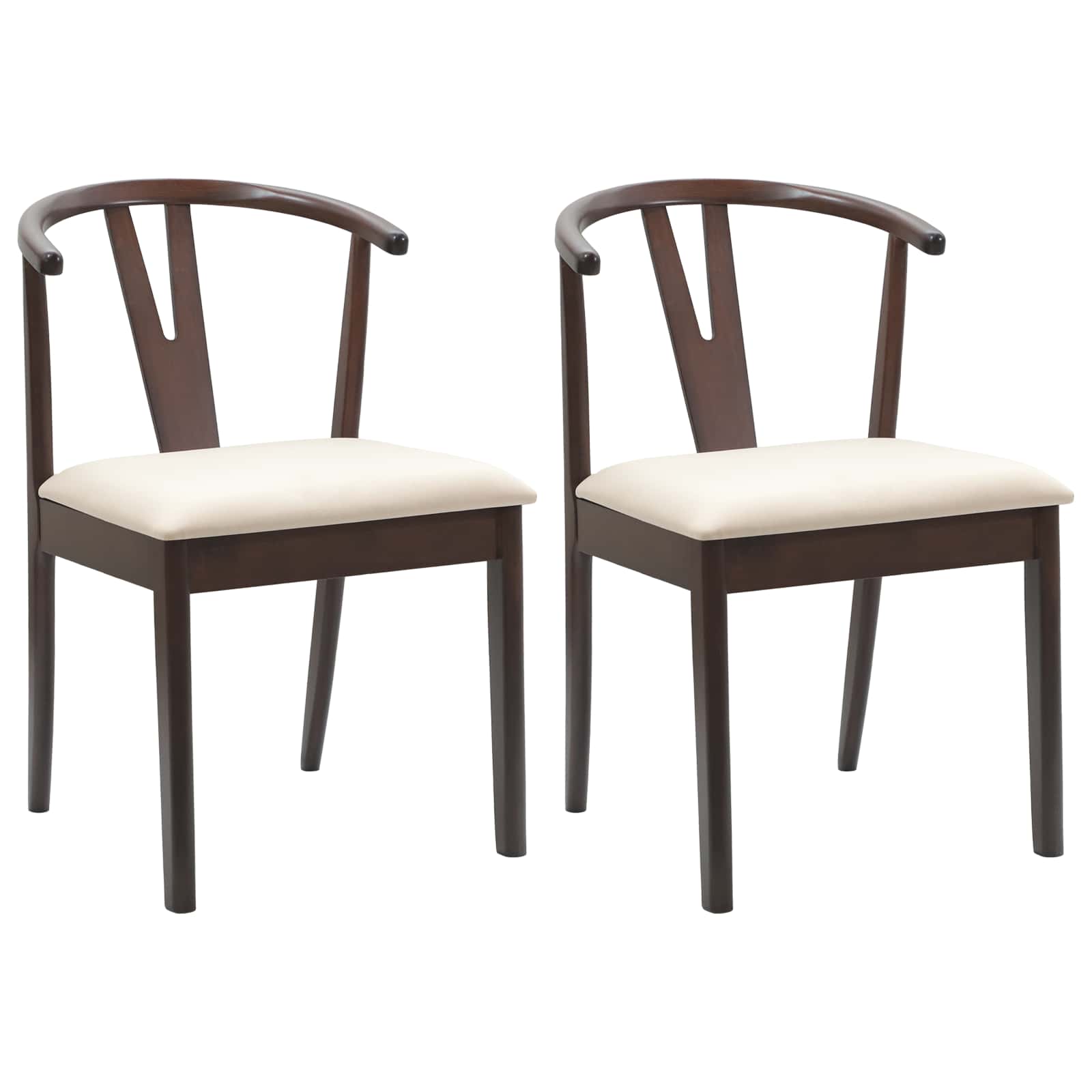Dining Chair 2 pcs Light Brown and Light Solid Rubber Wood