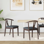 Dining Chair 2 pcs Light Brown and Black Solid Rubber Wood