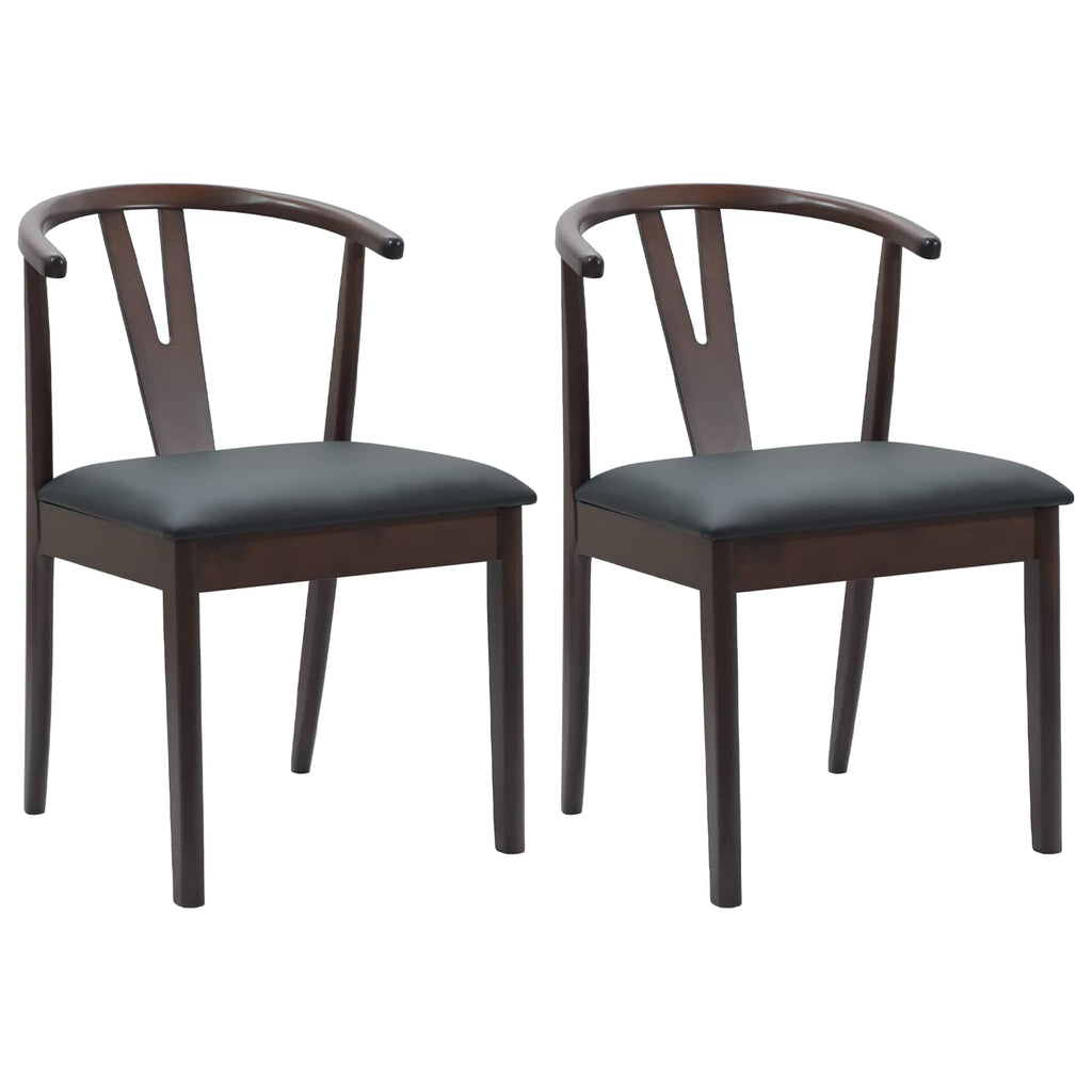 Dining Chair 2 pcs Light Brown and Black Solid Rubber Wood