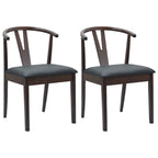 Dining Chair 2 pcs Light Brown and Black Solid Rubber Wood