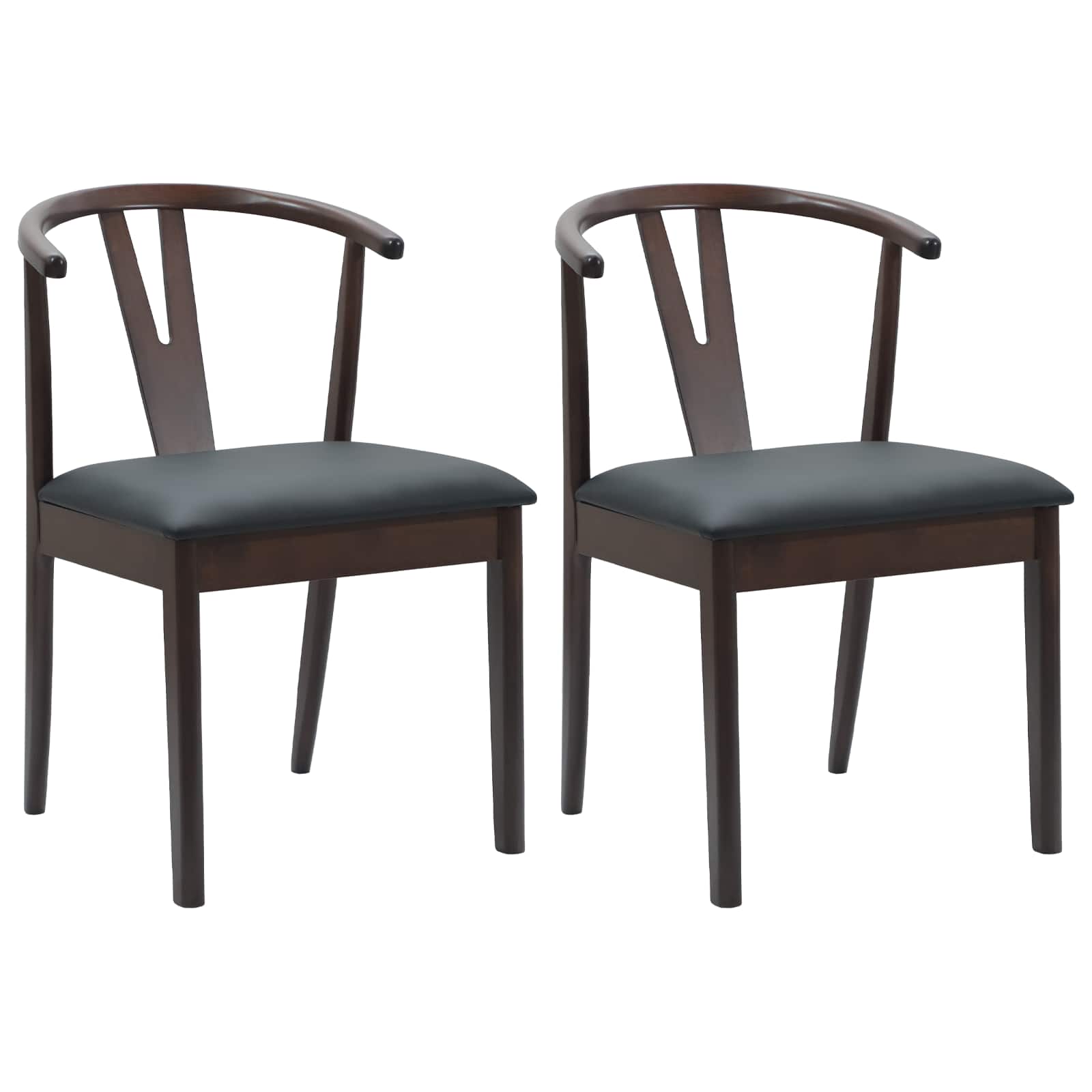 Dining Chair 2 pcs Light Brown and Black Solid Rubber Wood