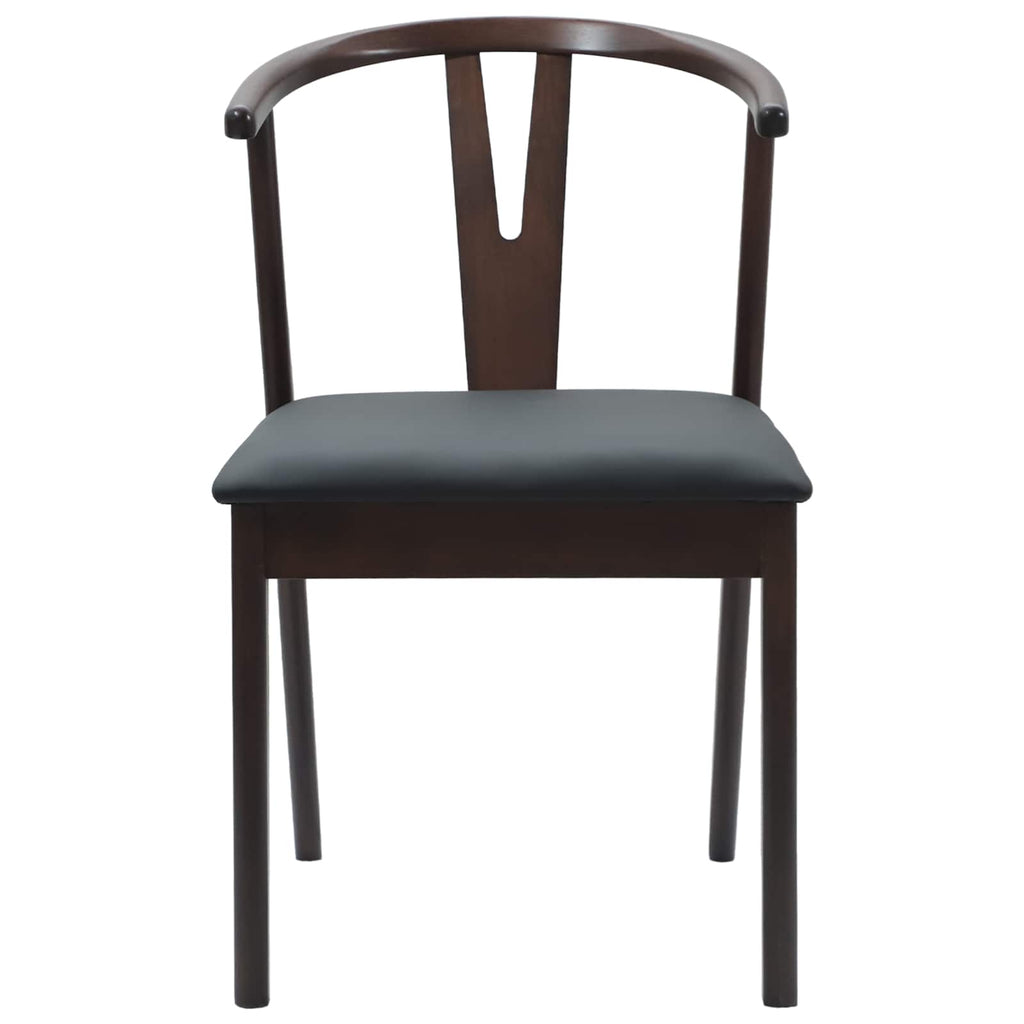 Dining Chair 2 pcs Light Brown and Black Solid Rubber Wood