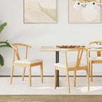 Dining Chair 2 pcs Natural and Light Solid Rubber Wood