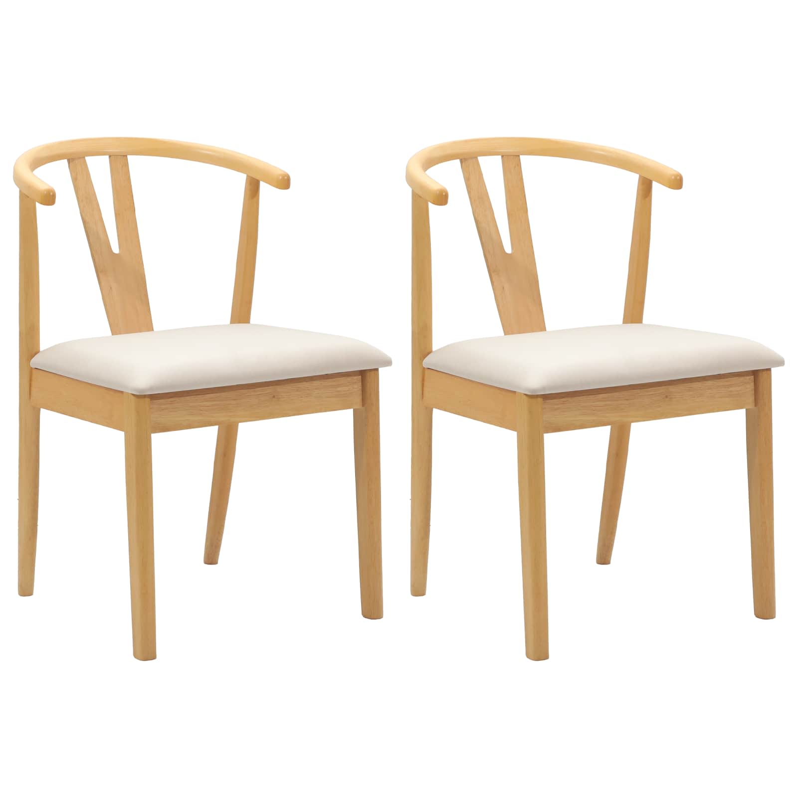 Dining Chair 2 pcs Natural and Light Solid Rubber Wood