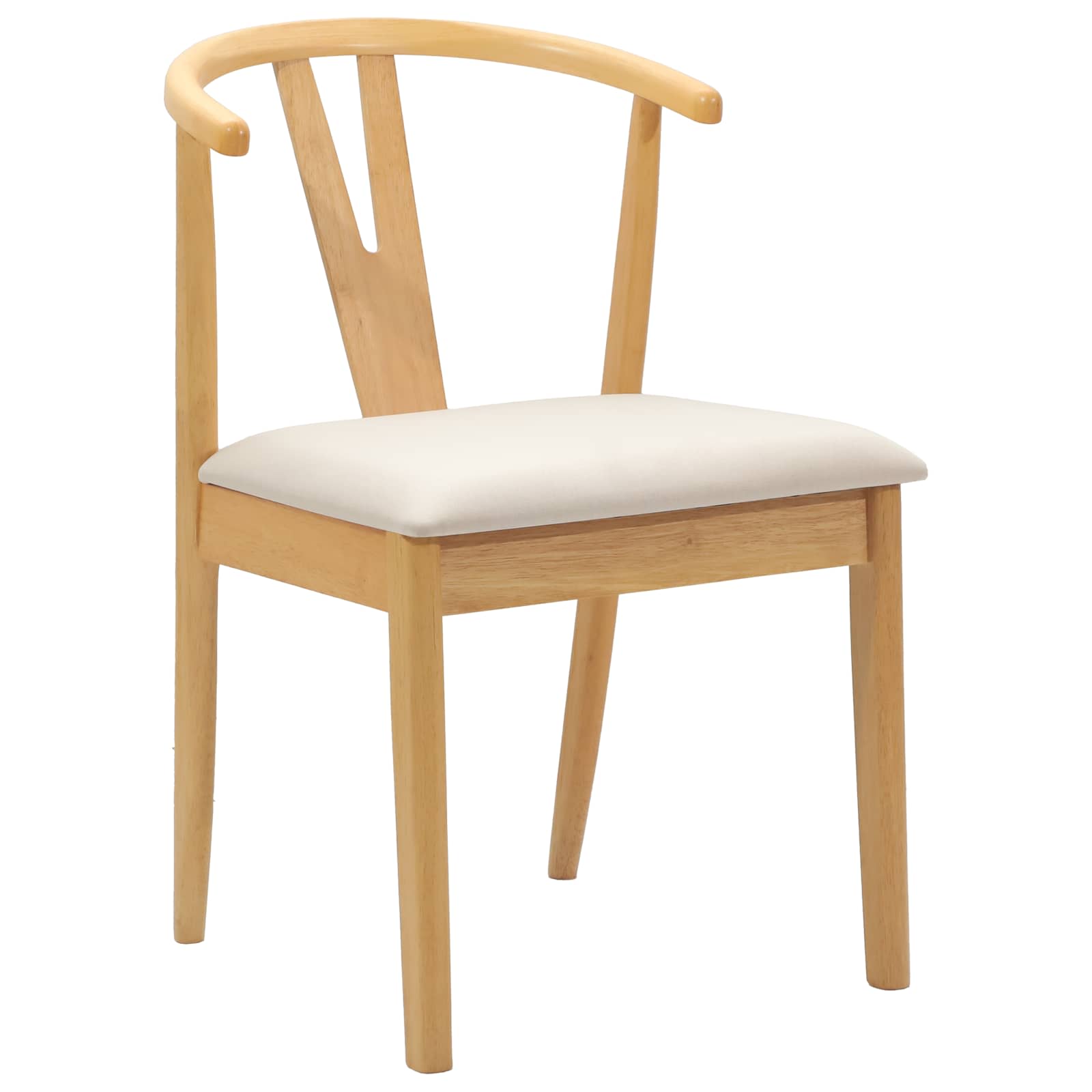 Dining Chair 2 pcs Natural and Light Solid Rubber Wood