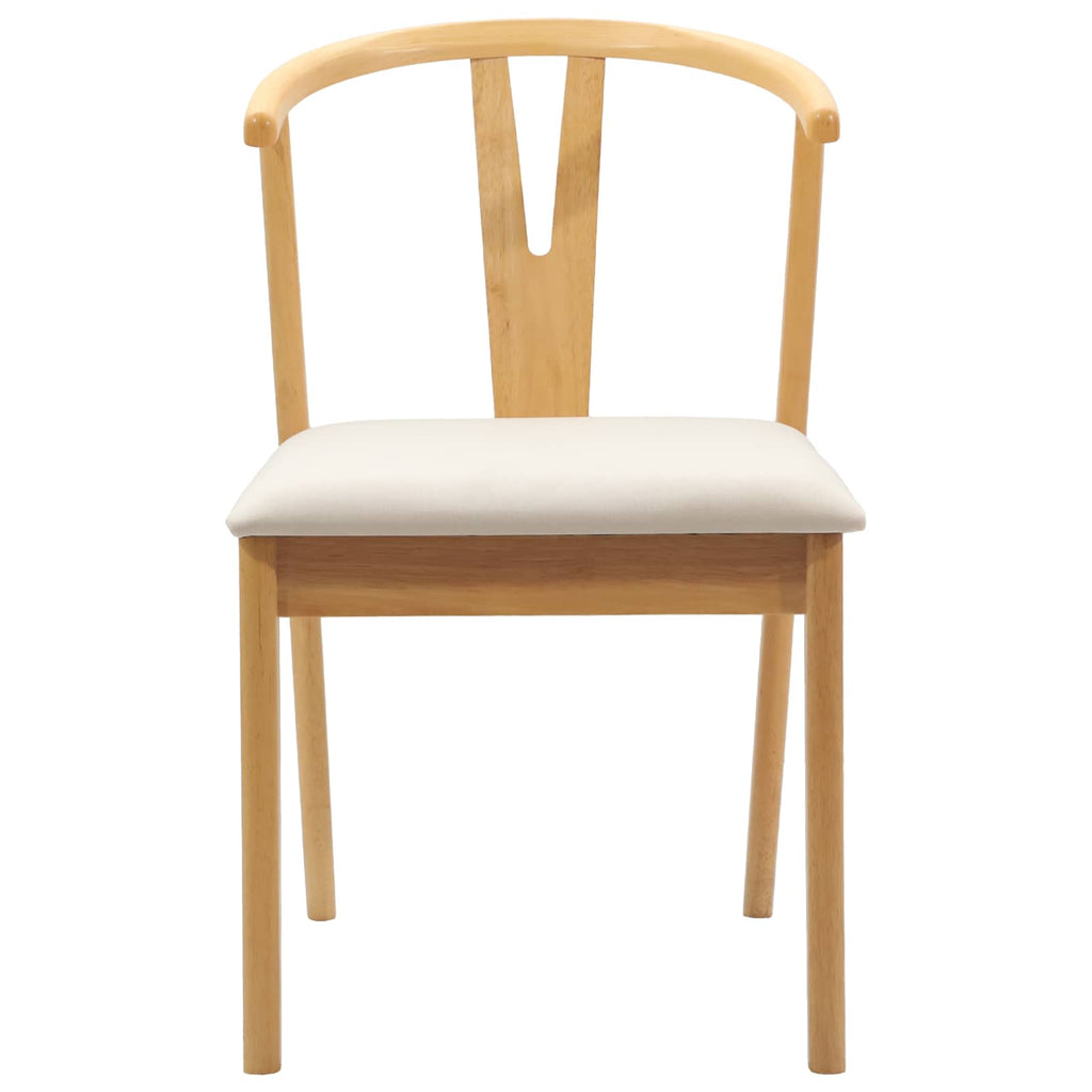 Dining Chair 2 pcs Natural and Light Solid Rubber Wood