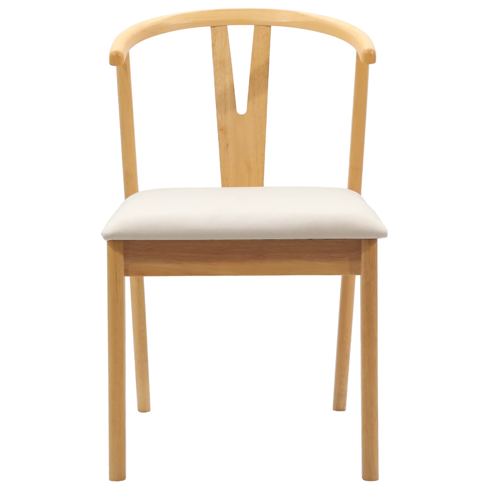 Dining Chair 2 pcs Natural and Light Solid Rubber Wood