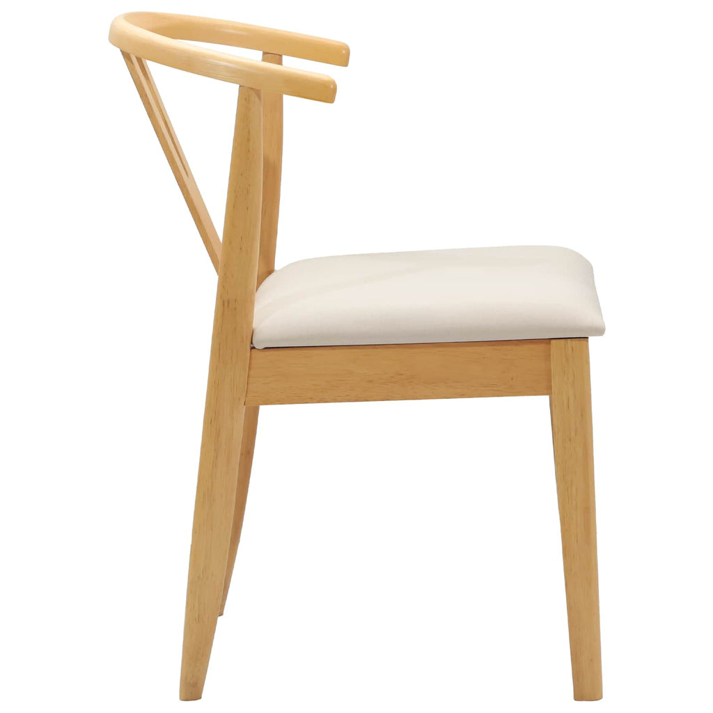 Dining Chair 2 pcs Natural and Light Solid Rubber Wood