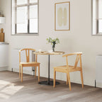 Dining Chair 2 pcs Natural Solid Rubber Wood