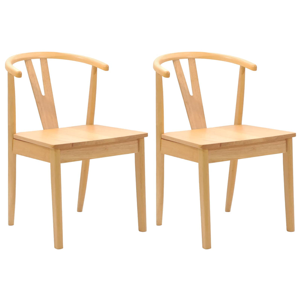 Dining Chair 2 pcs Natural Solid Rubber Wood