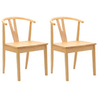 Dining Chair 2 pcs Natural Solid Rubber Wood