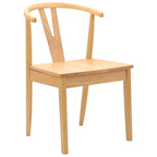 Dining Chair 2 pcs Natural Solid Rubber Wood