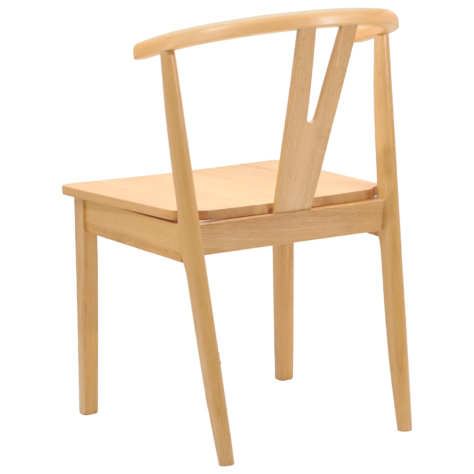Dining Chair 2 pcs Natural Solid Rubber Wood