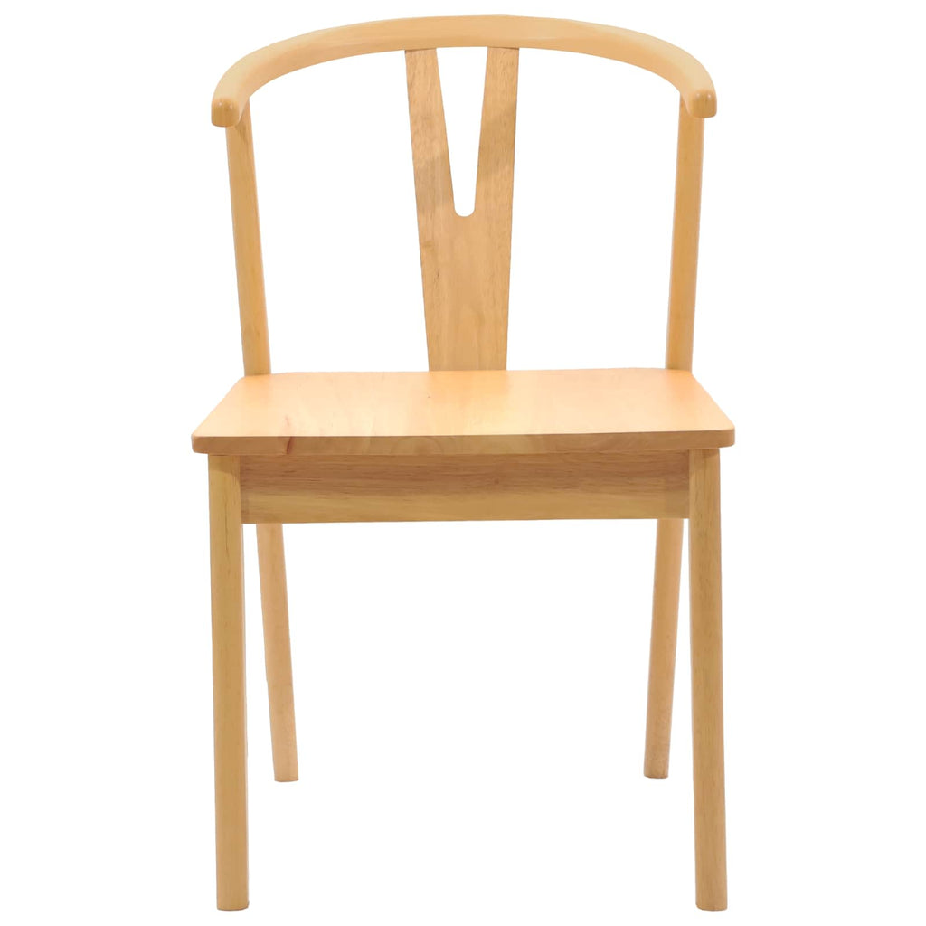 Dining Chair 2 pcs Natural Solid Rubber Wood