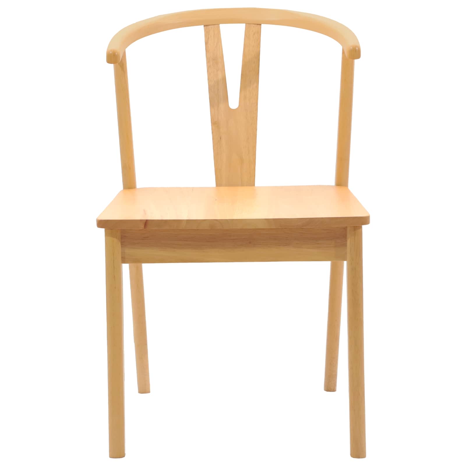 Dining Chair 2 pcs Natural Solid Rubber Wood