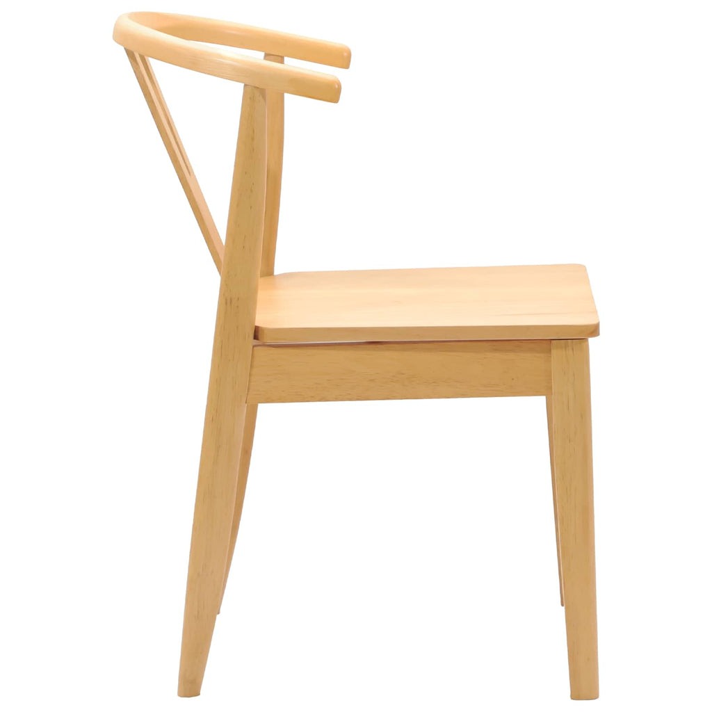 Dining Chair 2 pcs Natural Solid Rubber Wood