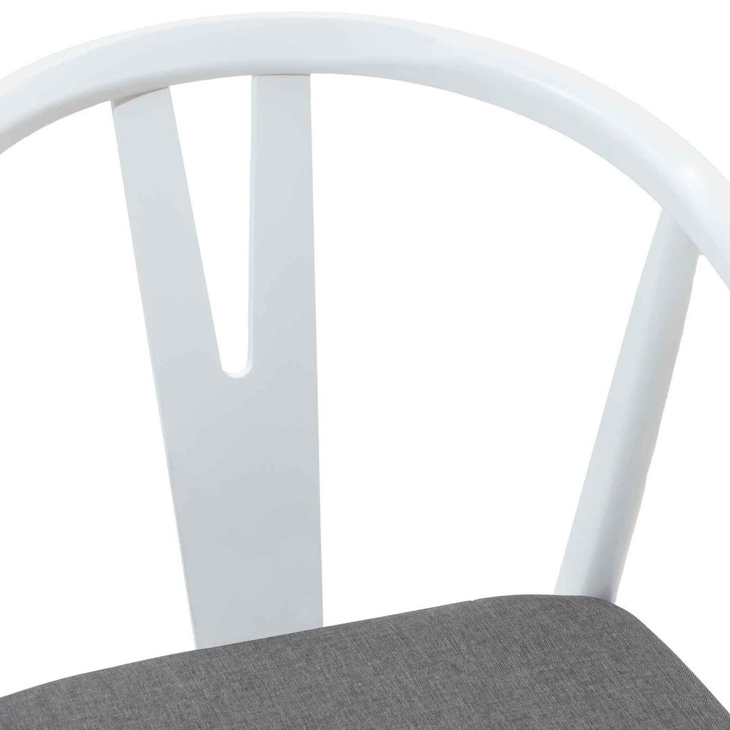 Dining Chair 2 pcs White and Grey Solid Rubber Wood