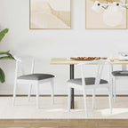 Dining Chair 2 pcs White and Grey Solid Rubber Wood