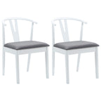 Dining Chair 2 pcs White and Grey Solid Rubber Wood