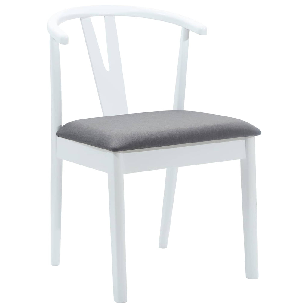 Dining Chair 2 pcs White and Grey Solid Rubber Wood