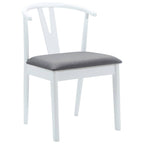 Dining Chair 2 pcs White and Grey Solid Rubber Wood