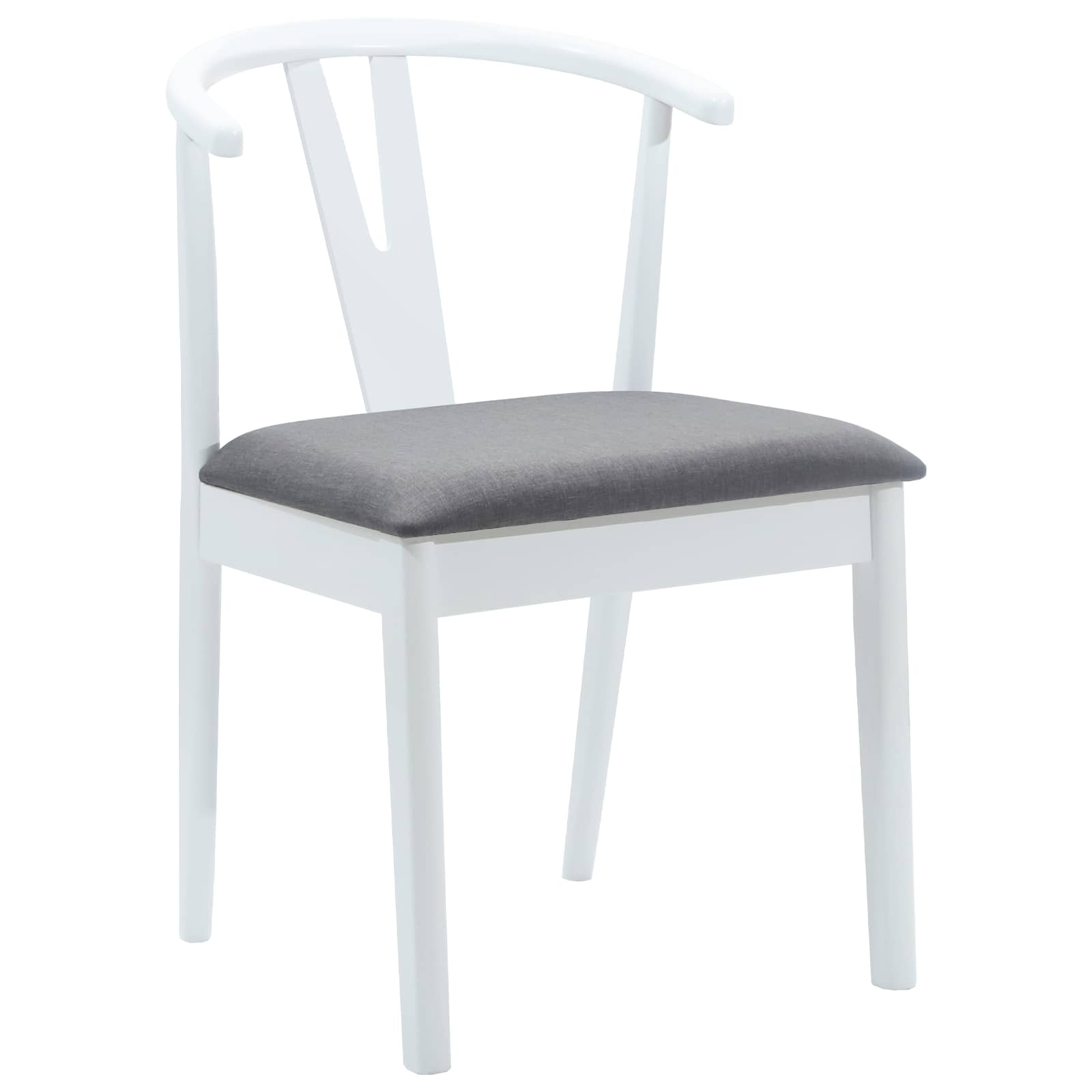 Dining Chair 2 pcs White and Grey Solid Rubber Wood