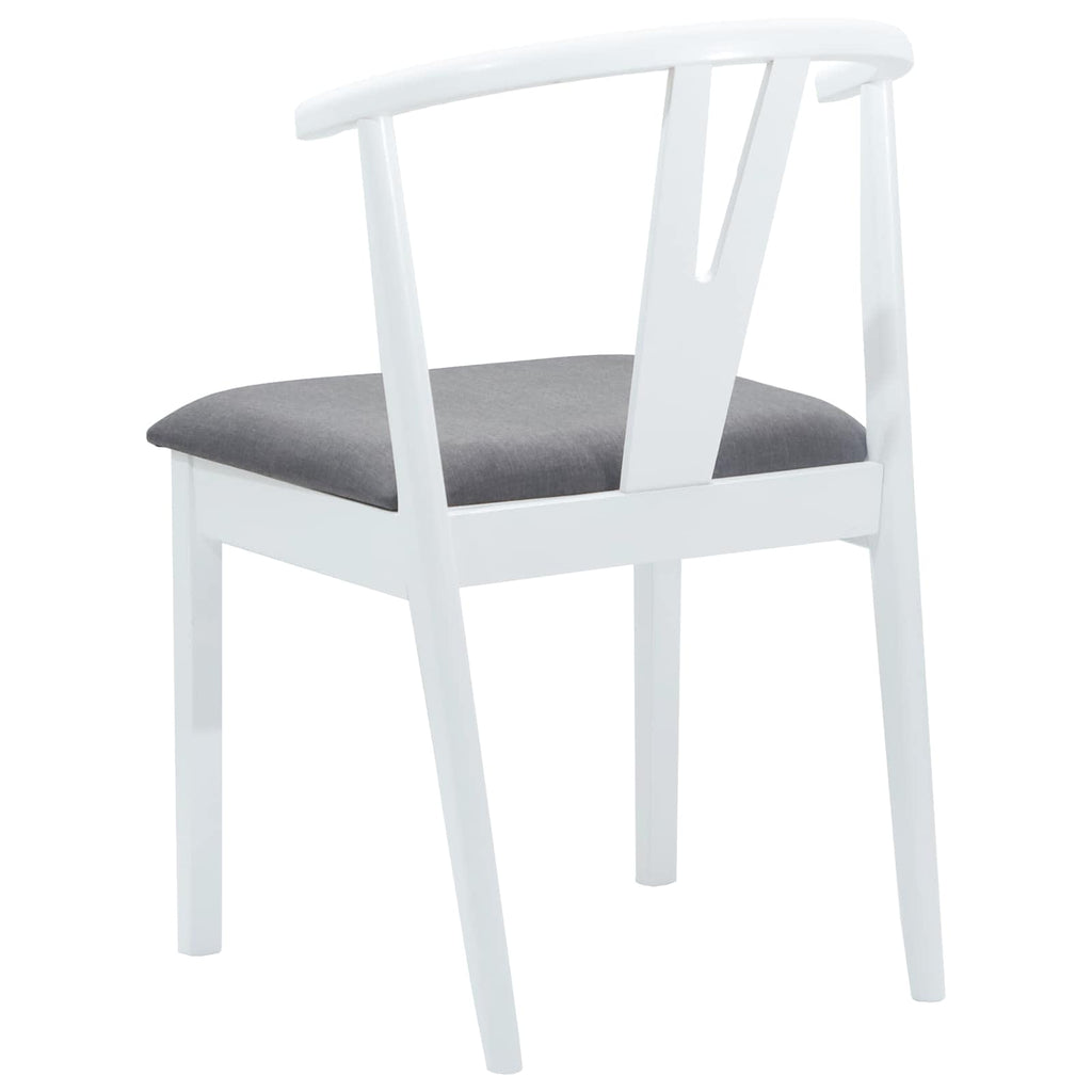Dining Chair 2 pcs White and Grey Solid Rubber Wood