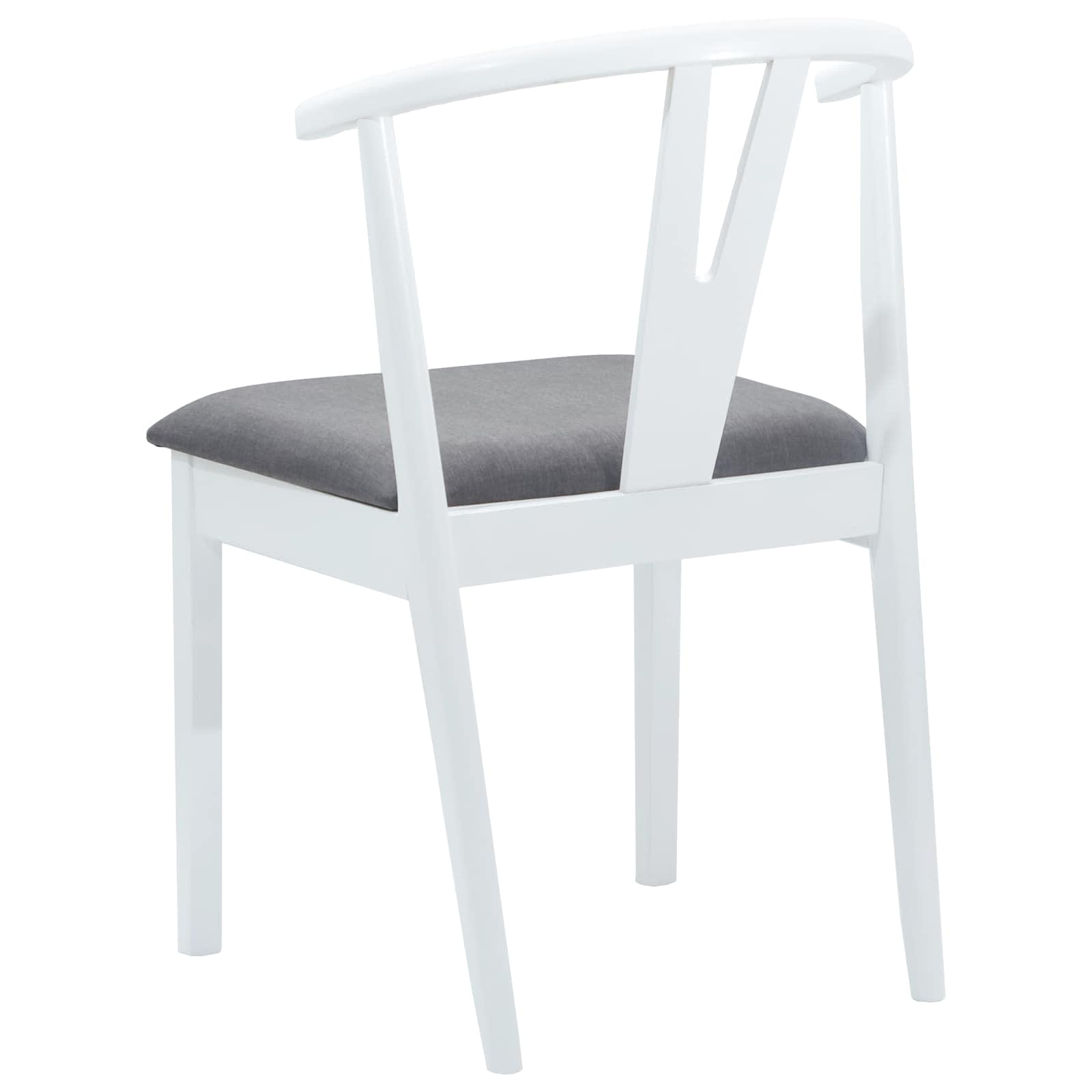 Dining Chair 2 pcs White and Grey Solid Rubber Wood