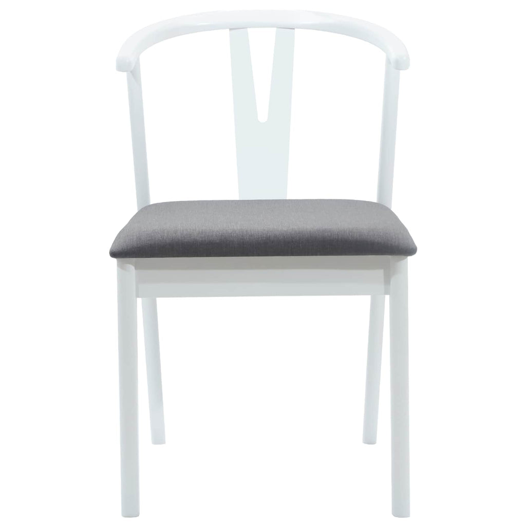 Dining Chair 2 pcs White and Grey Solid Rubber Wood
