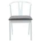 Dining Chair 2 pcs White and Grey Solid Rubber Wood