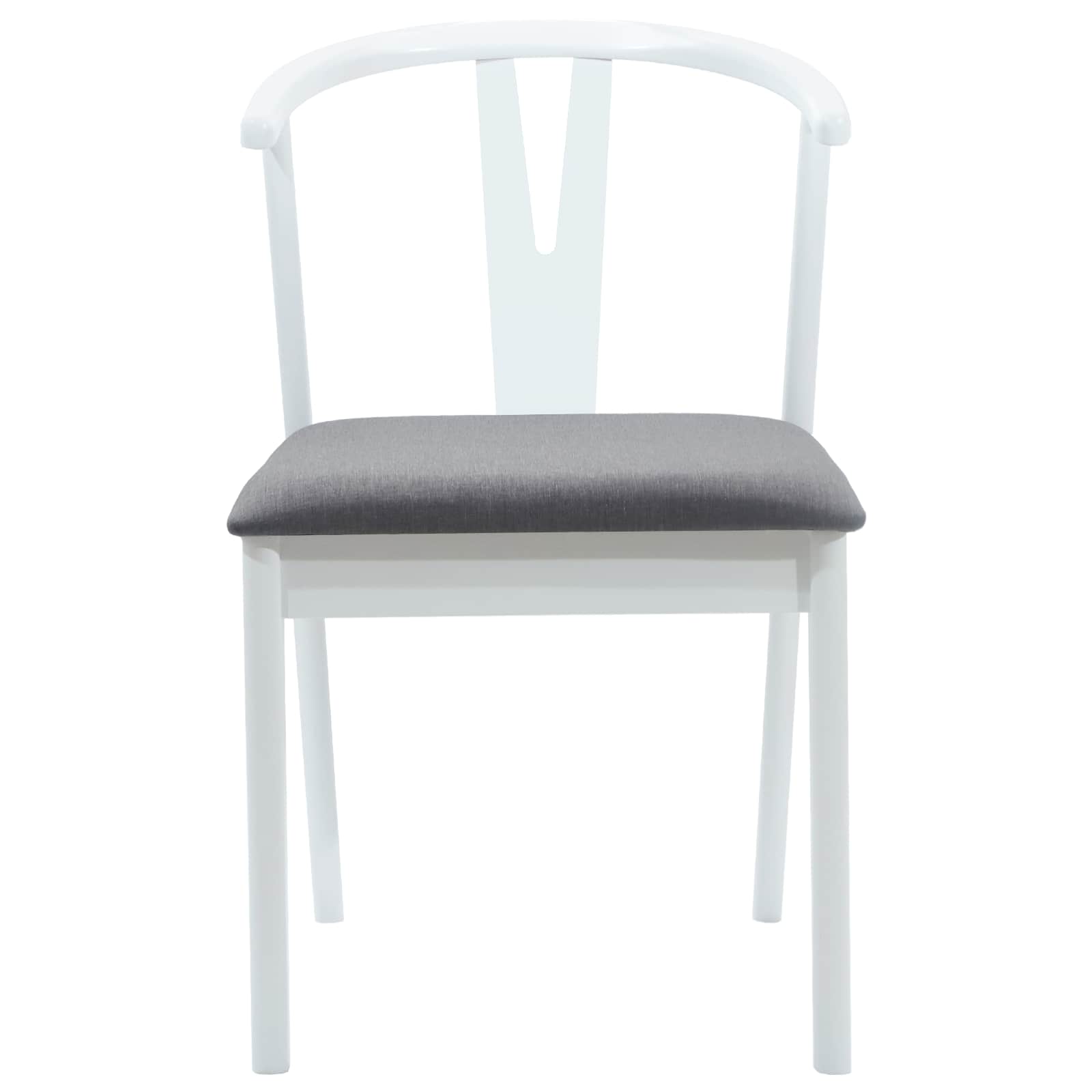 Dining Chair 2 pcs White and Grey Solid Rubber Wood